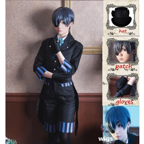 Anime Black Butler Kuroshitsuji Cosplay Ciel Phantomhive Cos Japan Clothes Carnaval Costume suits with wig uniform full set