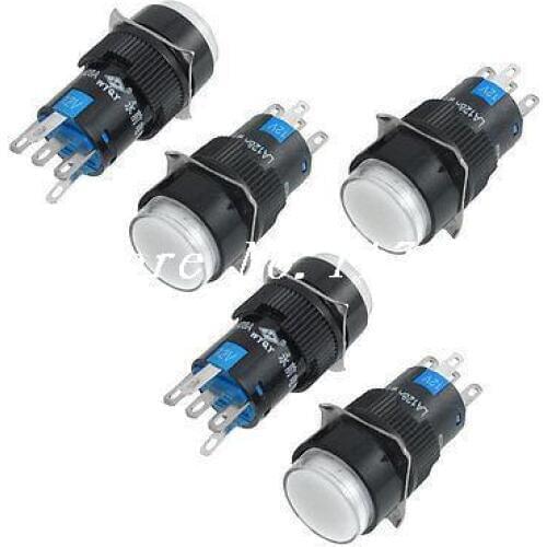 White Light Round Cap Momentary 1NO 1NC Panel Push Button Switch 12V Kjvby
