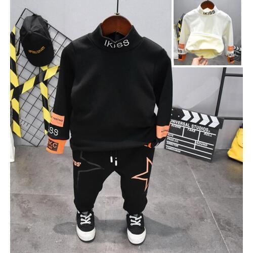 Kids Clothes Winter Boys Suits Wear Children Clothing Sets Toddler Boys Thickening T-Shirt, Plush Pants 2pcs Boys Sport Suits
