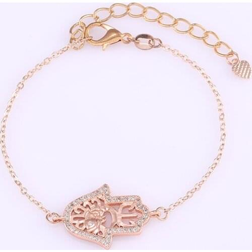 Diy Micro Pave Jewelry Shining Zircon Hamsa Bracelet For Women Men Accessories Handmade Copper Chain Bracelet Charms Bijoux Gift