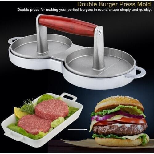 Double Burger Maker Hamburger Press Round Shape Non-Stick Chef Cutlets Hamburger Meat Beef Grill Burger Press Patty Maker Mold