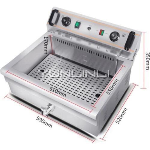 Electric Fryer with Strainer 20L Capacity 4800W Temperature Control, Timer Commercial Fryer for French Fries, Chicken EF-201S