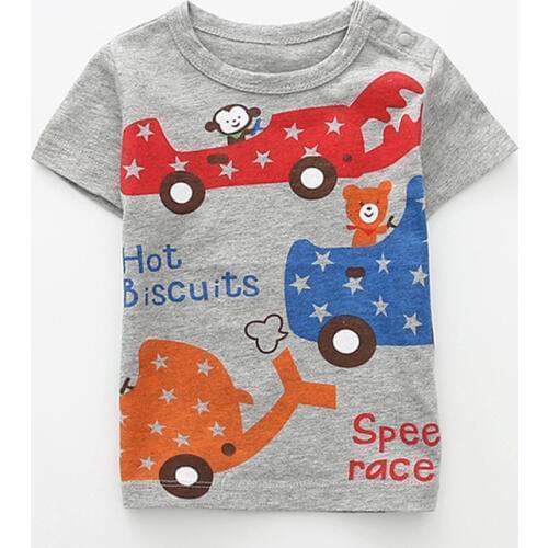 New Summer Cotton Baby Kids Boys girls Top Short-Sleeve Caroon animal pig elephant car T-Shirt Children Tees