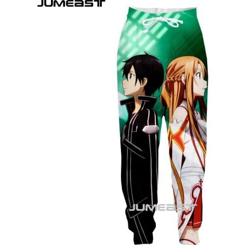Jumeast Brand Men/Women 3D Printed Sword Art Online Casual Long Pants Sport Pullover Length Sweatpants Fashion Trousers