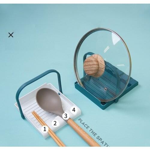 Kitchen Multi-function Spatula Rack Four-slot Spoon Drain Tableware Storage Rack Pot Cover Rack Grease Tray Rack