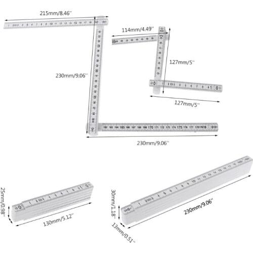 1M 2M 10-parts Folding Carpenters Ruler Lightweight Compact Measuring Stick Slide Fold Up for Woodworking
