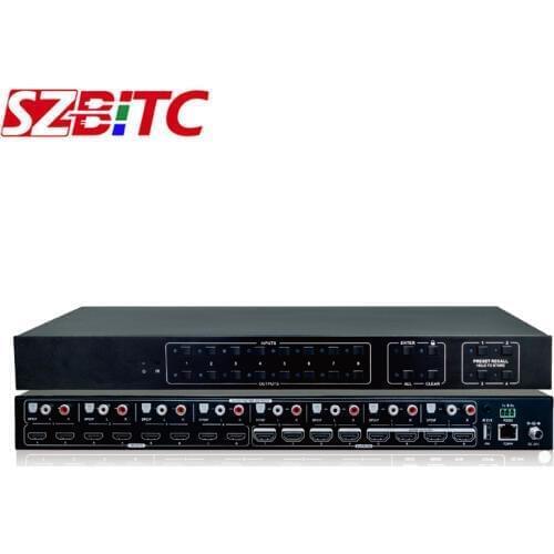 SZBITC 8x8 4K@60Hz UDH Matrix Switcher with Audio Matrix Video Switch 8 in 8 out RS232,TCP/IP Control with Remote Control