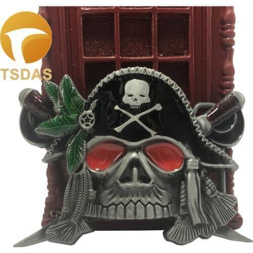 Pirate Skull Head Fashion Men Unisex Metal Belt Buckle with Black Western Removable New Style Width Belt Buckle
