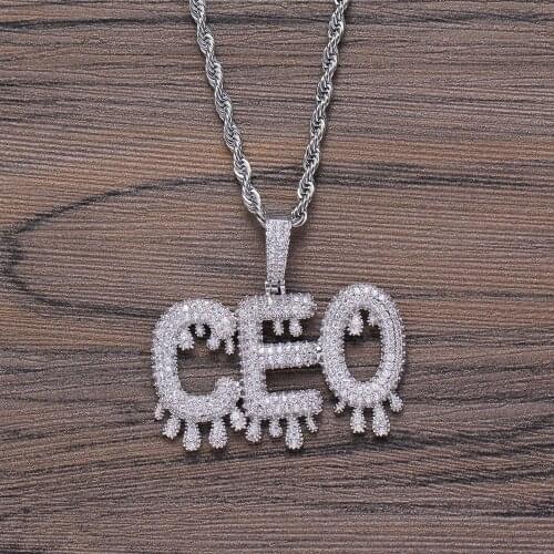 Custom letter Pendants Mens Prong Setting Zircon Hip Hop Necklace Jewelry CP13