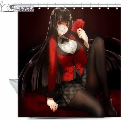 NYAA Kakegurui Jabami Yumeko Shower Curtain Polyester Fabric Printing Bathroom Curtain Waterproof Bathroom Products With Hook