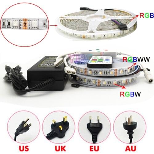 10M RGB/ RGBW/ RGBWW LED Strip Set DC 12V 24V 5050 Flexible 4 in 1 Lamp Tape & Power Adapter & 21keys Music timing Controller