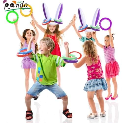 Inflatable Bunny Ears Ring Toss Toys For Children Easter Gift For Kids Family School Party Game Indoor Outdoor Toss Game