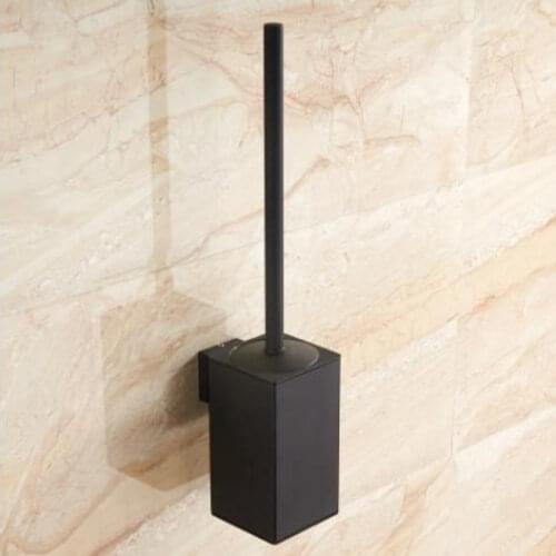 Wall-mounted stainless steel internal plastic bucket toilet brush holder, black, perforated metal pendant holder CY53009