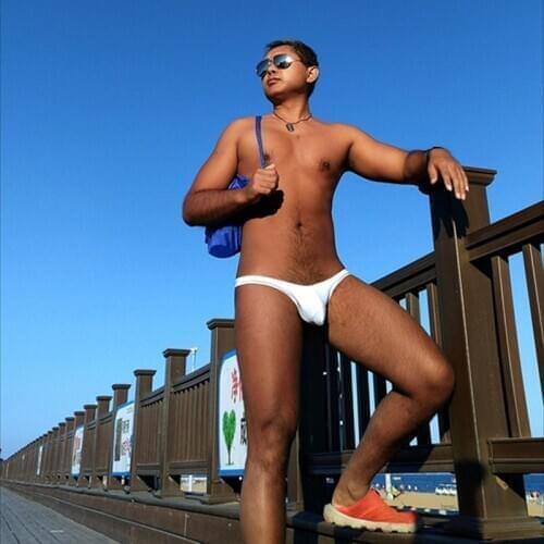 New white green swimsuits men swim briefs gay men thong bikinis swimwear pool swim briefs bathing suits different penis pouch