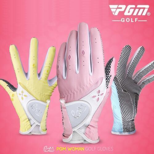 PGM Golf Quality Ball Sportswear Gloves Left Right Hand Women PU Soft Non-slip Gloves Lady Sunscreen Comfortable Accessories