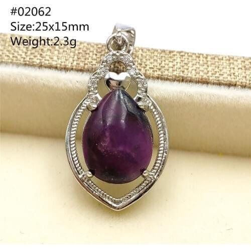 Genuine Natural Purple Sugilite South Africa Pendant 25x15mm For Women Men 925 Sterling Silver Jewelry AAAAA