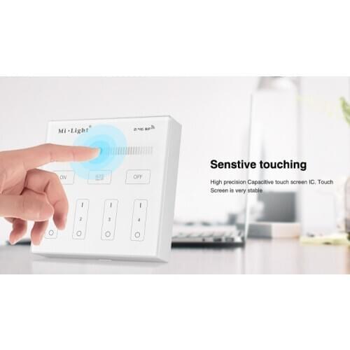 Mi Light B1 4-Zone Brightness Dimmer Smart Touch Panel Remote Controller Power by 3V (2*AAA Battery) Wall Mount 2.4G Wireless