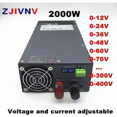 Adjustable 2000W Switching Power Supply 0-12V 15V 24V 27V 36V 48V 60V 72V 110V 220v 300V 400VDC power supply 110/220VAC INPUT