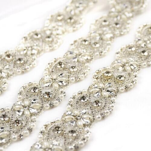 Hand-made luxury Beaded Rhinestone trimming For Wedding dress' s belt WRA-363