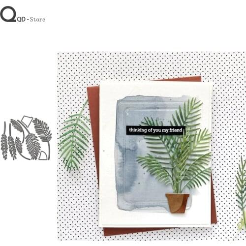 Palm Leaf Potted Cutting Dies Stamps Dies Scrapbooking Mold Cut Childrens Handmade Tools DIY Craft Decoration New Dies for 2021