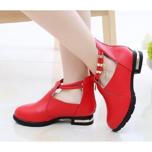 NEW Spring & Summer Girls Leather Shoes Fashion Soft Bottom Beautiful Princess High Heel Dancing Shoes Size 27-37