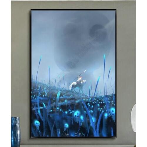 W295 Princess Mononoke Ghibli Cartoon 02 Trend Beautiful Fashion Silk Fabric Wall Poster Art Decor Sticker Bright