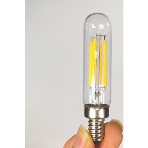 Bright 4W 2700K Mini Tubular Glass Lamp E12 T20 T25 LED Bulb Filament Light for Crystal Light Restaurant Lighting