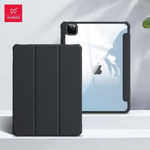 Xundd Protective Tablet Cover For iPad Pro 11 2018 2020 2021 Case Leather TPU Tri-Fold View Transparent Shockproof Tablet Case