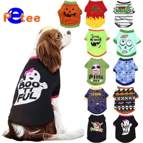 Halloween Pet Dog Clothes for Small Dogs Puppy Cat Clothing Soft Cotton Coat Chihuahua Yorkshire Tshirt Vest Dog Accessories