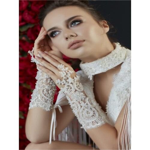 Women White Bridal Gloves, Hand Handwork Wedding, Engagement Custom Pearl Lace Processing Design Wedding Accessory Rare Beauty ELEGANT