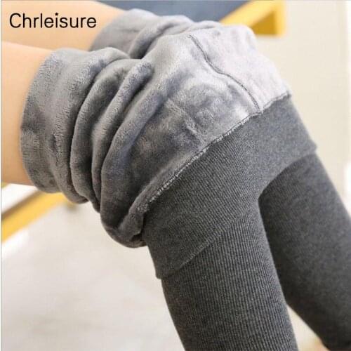 CHRLEISURE Women Thick Warm Leggings Winter High Waist Plus Velvet Skinny Push Up Leggings Casual Sexy Fashion Leggings Women