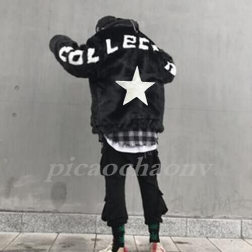 Winter Mens Faux Fur Customize Pattern Thick Warm Coat Hip Hop M87