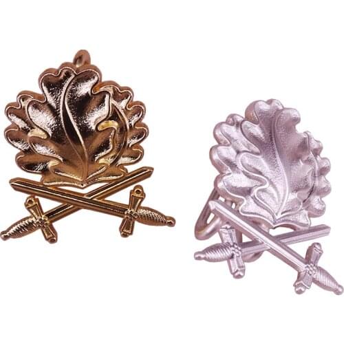 Oak leaves pin sword brooch vintage gold badge Germany jewelry men patriot gift shirts jackets accessory