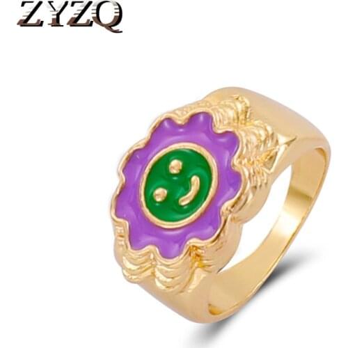 ZYZQ Trendy Ins Love Flower Ring For Women Cute Metal Geometric Fun Cloud Index Finger Rings Fashion Party Jewelry