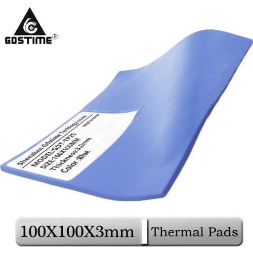 1 pcs Gdstime 100x3mm 3mm Thickness Blue Thermal Pad CPU Heatsink Pad 100x100x3mm 0.3cm Cooling Conductive Silicone Thermal