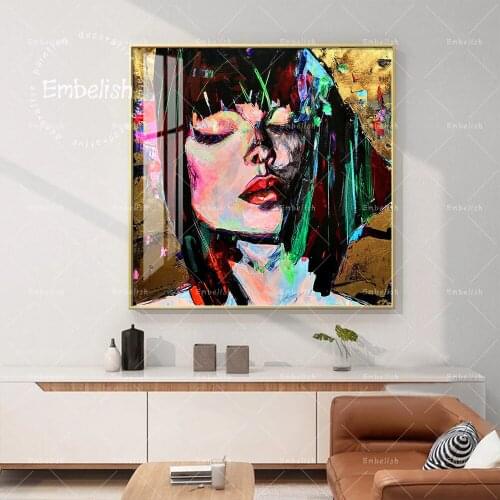1 Pieces Fantasy Woman Face Color Wall Posters Modern Home Decor Pictures HD Spray On Canvas Painting For Living Room