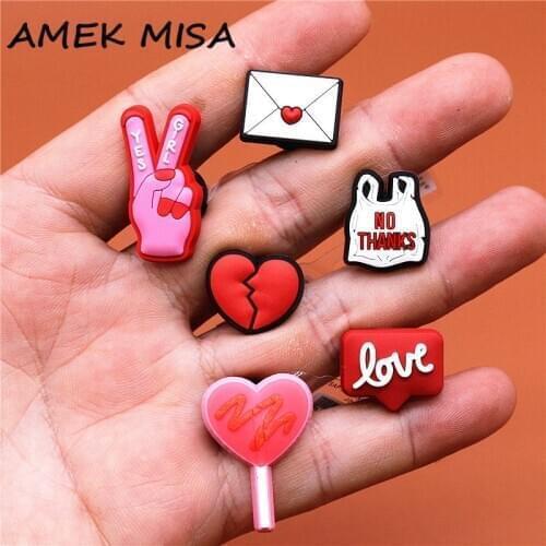 1pcs Love Letter Shoe Decoration Accessories Broken Heart Lollipop Yes Girl No Thanks Croc Charms for Bracelets Jibz Kids Gifts