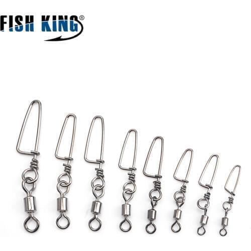 FISH KING Brand 1 Pack 1/0#-6# Steel Fishing Rolling Swivel With Cross Lock Snap Hook Lure Connector Terminal Fishing Tackle