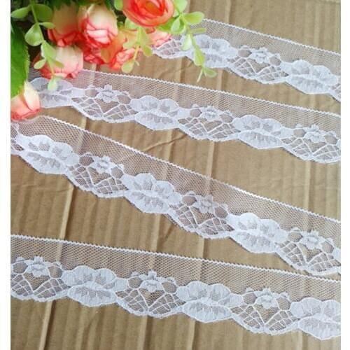 10yards width 36mm Embroidered Net white Lace Trim ribbon fabric Garment headband wedding party decoration DIY Accessorie #2517