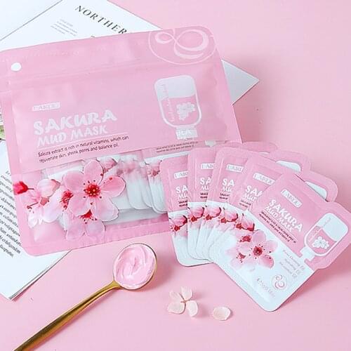 12 PCS Sakura Mud Face Mask Anti Wrinkle Night Facial Packs Skin Clean Anti-Aging Moisturize Anti-Aging For Facecare TSLM1
