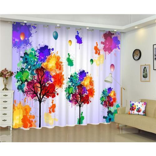 2017 Color tree 3D Blackout Curtains For Living room Bedding room Decor Tapestry Wall Carpet Drapes Cotinas