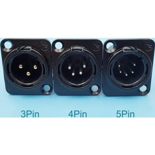 30pcs Xlr Microphone Connector 3Pin 4Pin 5Pin Metal Plug Cannon Female Plug Xlr Audio Speaker Connector Balance Male Jack Black