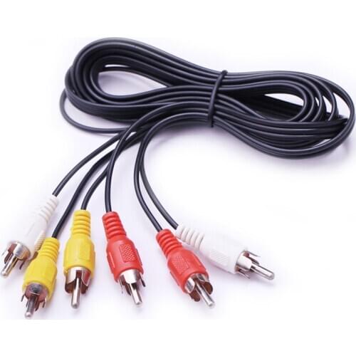 3RCA to 3RCA Male to Male Audio Cable Adapter Converter Video AV Plug Wire Cord Hi8 DVD VCD STB To TV Projector Amplifier
