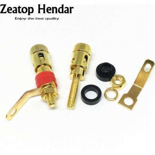 4Pcs Gold Plated Small Speaker Binding Post Insulator Amplifier Audio Spring Lock Loaded Press Terminal 4mm Connectors