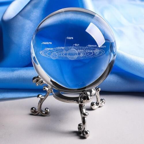 60/70mm 3d Solar System Crystal Ball Planets Glass Ball Laser Engraved Globe Miniature Model Home Decor Astronomy Ornament Gift