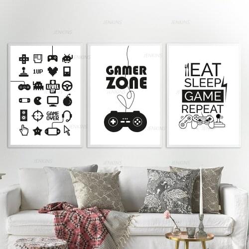 Abstract Party Artwork Picture Gaming Room Wall Art Canvas Painting Video Game Posters Prints Decor for Boys Room Decoration