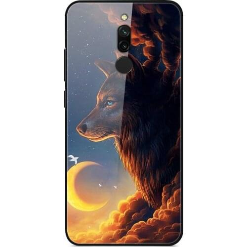 For Xiaomi Redmi 8 Phone Case Tempered Glass Case Back Cover With Black Silicone Bumper Series 3