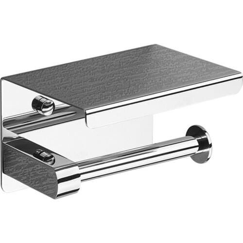 SUS 304 Stainless Steel Toilet Paper Holder with Phone Shelf, Bathroom Tissue Holder Toilet Paper Roll Holder