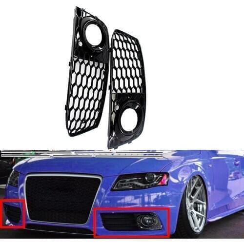 For Au di A4 B8 RS4 2009 2010 2011 2012 Honeycomb Mesh Fog Light Open Vent Grill Intake Cover A4 Grille Car Parts