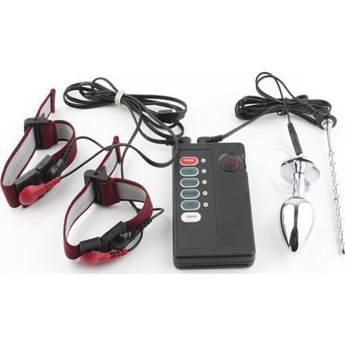 Electro Penis Stimulator Ring Anal Plug Sex Toys For Men Electric Shock Medical Themed Ring Toys Accessories Urethral Plug